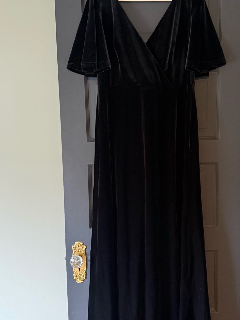 NWT Ever Pretty Velvet Double V Neck Maxi Bridesmaid Dress - Picture 3 of 12